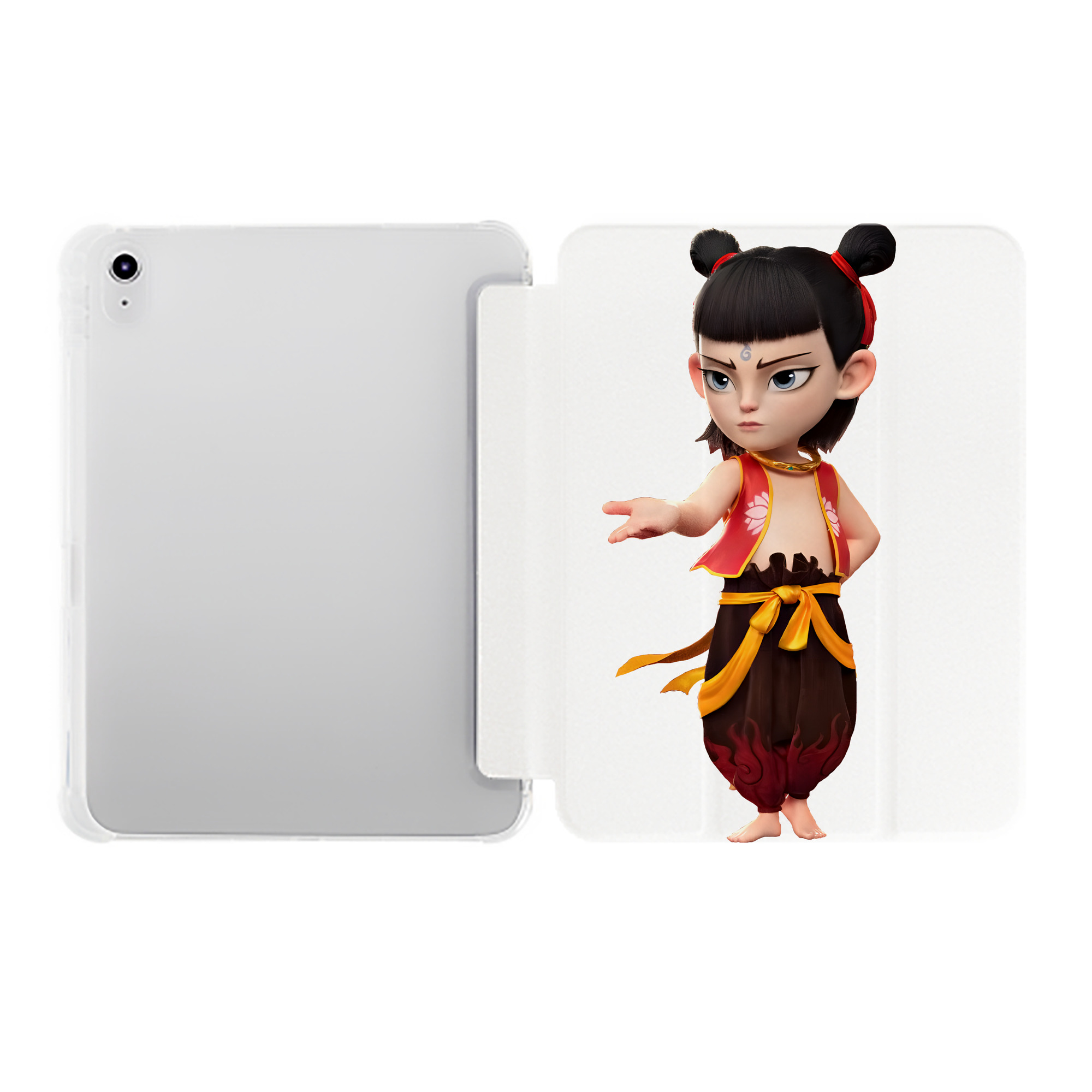 （画像用） Ne Zha 2 ナタ 魔童の大暴れ IPad ケース ペン収納付き 三つ折りスタンド PUレザー×シリコン 対応機種9.5/10.5/10.9インチ